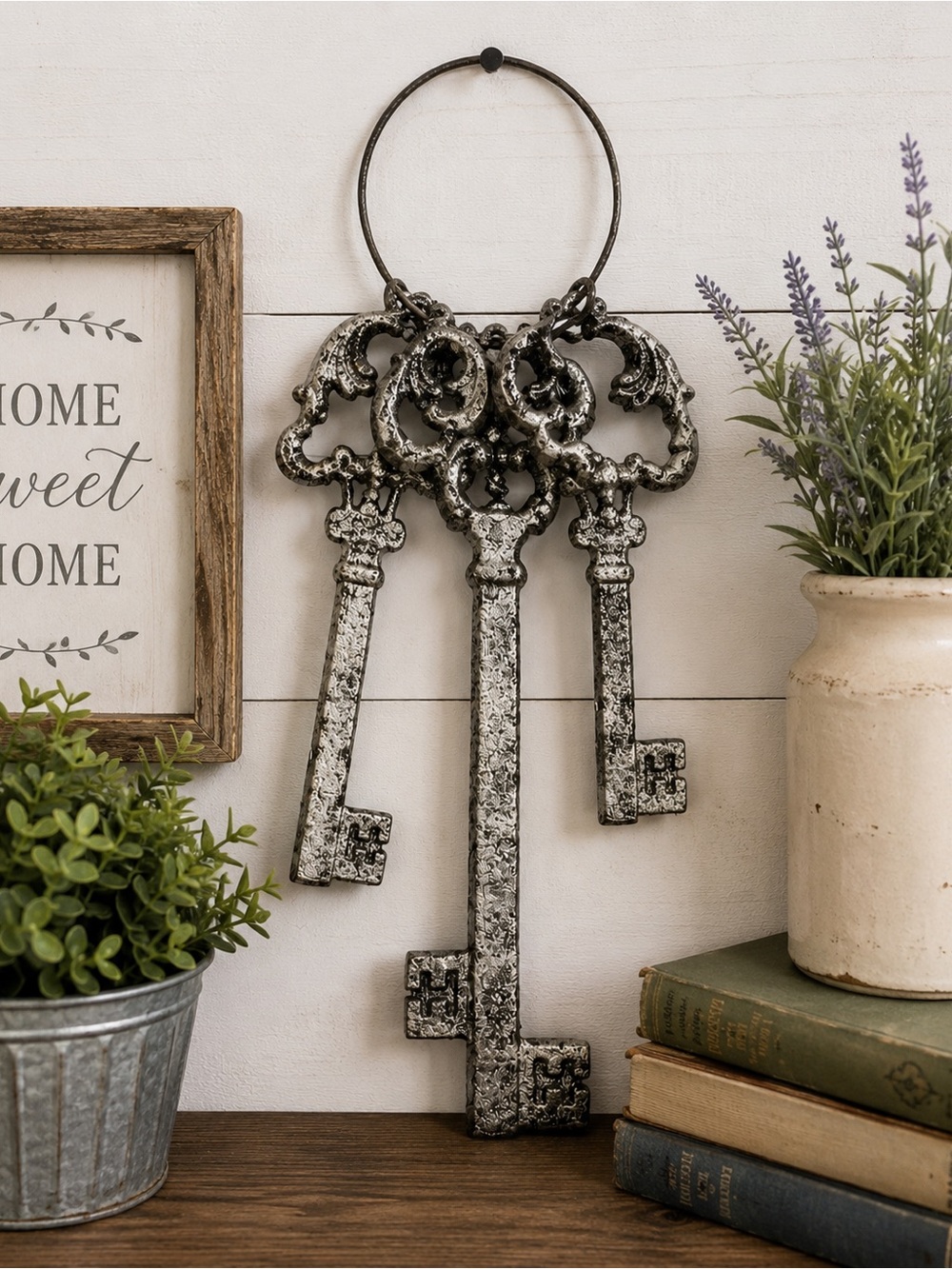 Set of 3 Decorative Skeleton Keys Cast Iron Wall Decor Rustic Farmhouse